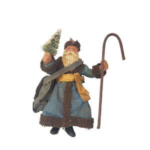 Father Christmas‎ Clothique Staff Blue Coat Fur Trim Gold Sash Bottle Brush Tree